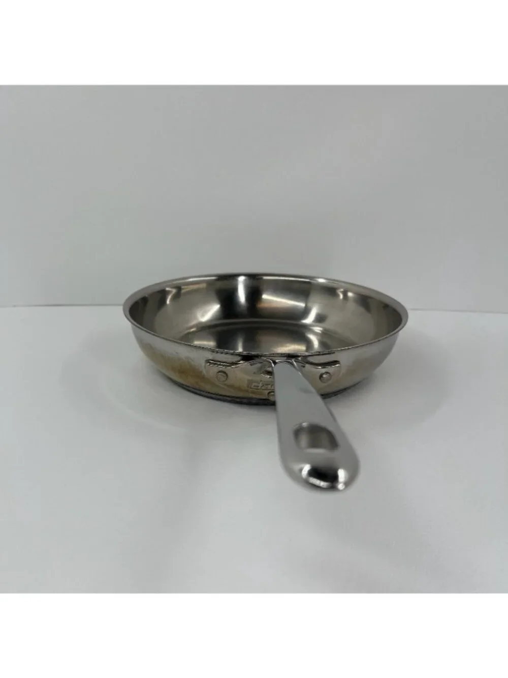 Dacor Hot Dots Stainless Steel Frying Pan Long Handle 10 in Skillet Round Silver